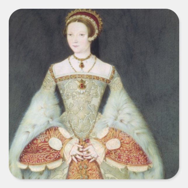 Portrait of Catherine Parr (1512-48), 1545 (colour Square Sticker (Front)