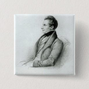 Portrait of Charles Babbage 1832 15 Cm Square Badge