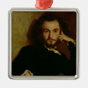 Portrait of Charles Baudelaire 1844 Metal Tree Decoration