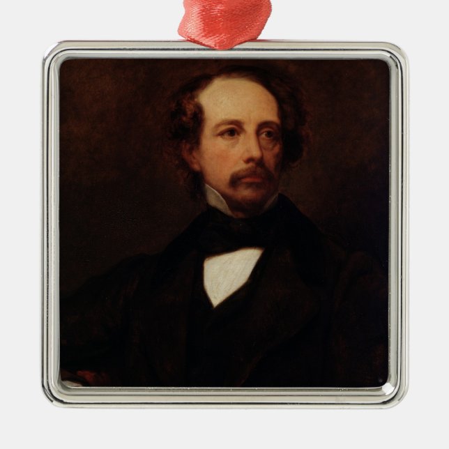 Portrait of Charles Dickens  1855 Metal Tree Decoration (Front)