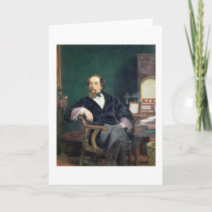 Portrait of Charles Dickens (oil on canvas) Card