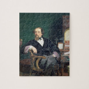 Portrait of Charles Dickens (oil on canvas) Jigsaw Puzzle