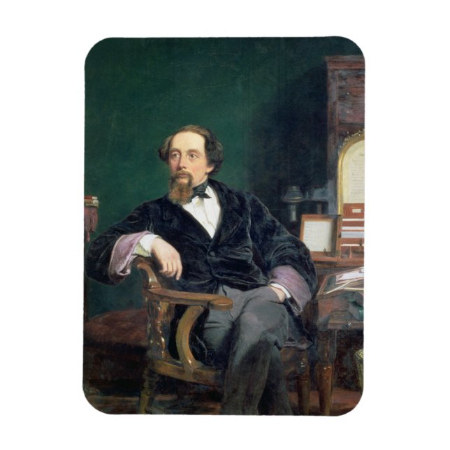 Portrait of Charles Dickens (oil on canvas) Magnet (Vertical)