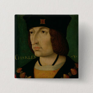Portrait of Charles VIII King of France 15 Cm Square Badge
