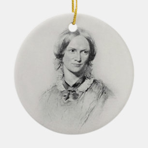 Portrait of Charlotte Bronte, engraved by Walker a Ceramic Tree Decoration