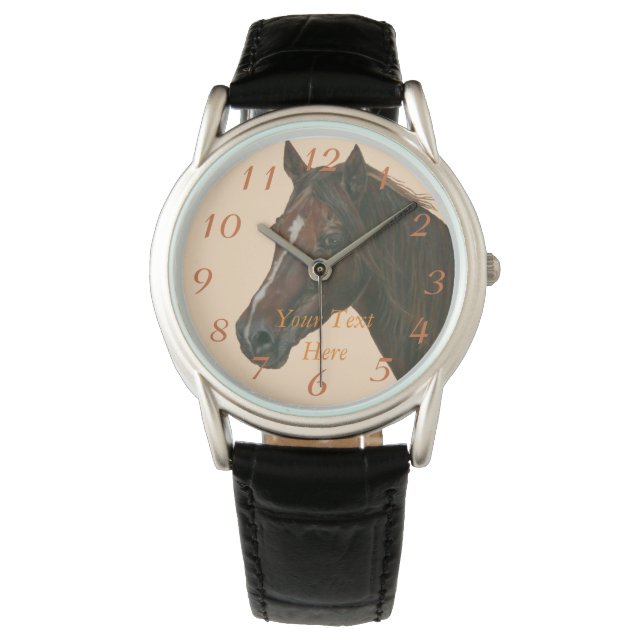 portrait of chestnut mare horse equine brown horse watch (Front)