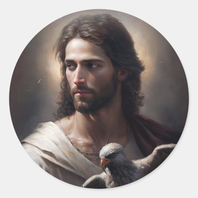 Portrait of Christ Classic Round Sticker (Front)