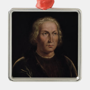 Portrait of Christopher Columbus Metal Tree Decoration
