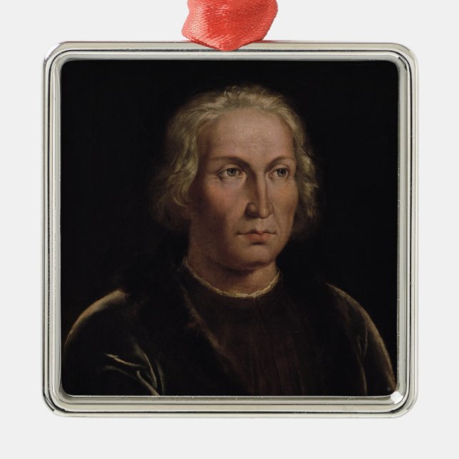 Portrait of Christopher Columbus Metal Tree Decoration (Front)
