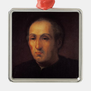 Portrait of Christopher Columbus Metal Tree Decoration