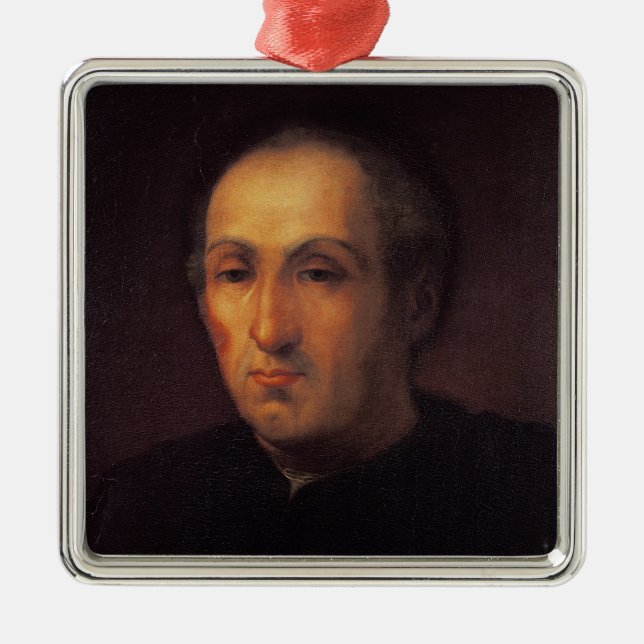 Portrait of Christopher Columbus Metal Tree Decoration (Front)