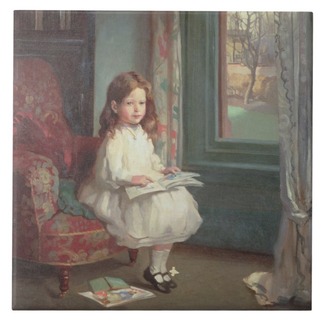 Portrait of Clara Hughes, 1902 (oil on canvas) Tile (Front)