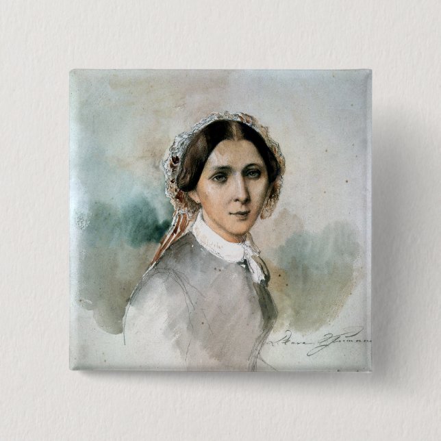 Portrait of Clara Schumann  1853 15 Cm Square Badge (Front)
