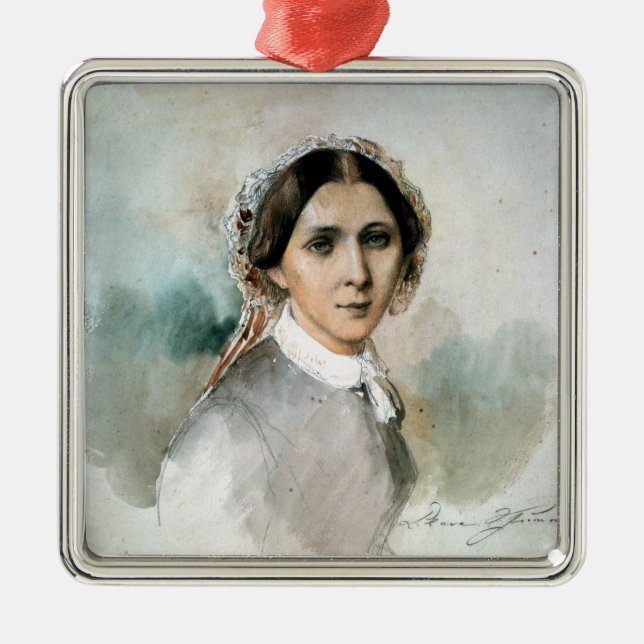 Portrait of Clara Schumann  1853 Metal Tree Decoration (Front)