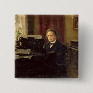 Portrait of Composer Anton Rubinstein 15 Cm Square Badge