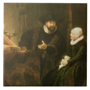 Portrait of Cornelius Anslo and his Wife, 1641 (oi Ceramic Tile