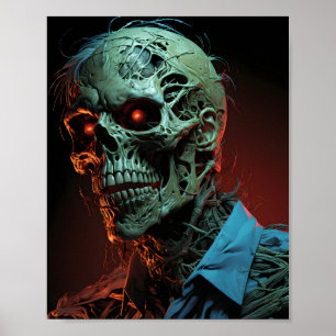 Portrait Of Creepy Halloween Zombie Poster