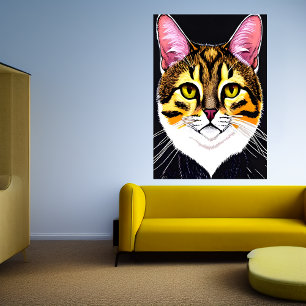 Portrait of cute cat   AI Art Poster