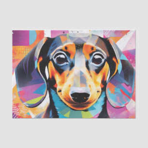 Portrait of cute dachshund geometric tissue paper