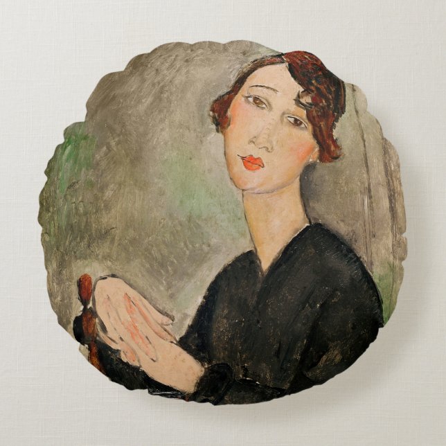 Portrait of Dedie Hayden, 1918 Round Cushion (Front)