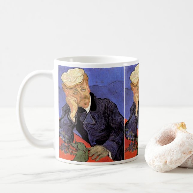 Portrait of Doctor Gachet by Vincent van Gogh Coffee Mug (With Donut)