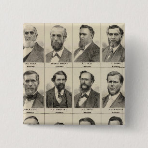 Portrait of Early Settlers and Farmers, Minnesota 15 Cm Square Badge