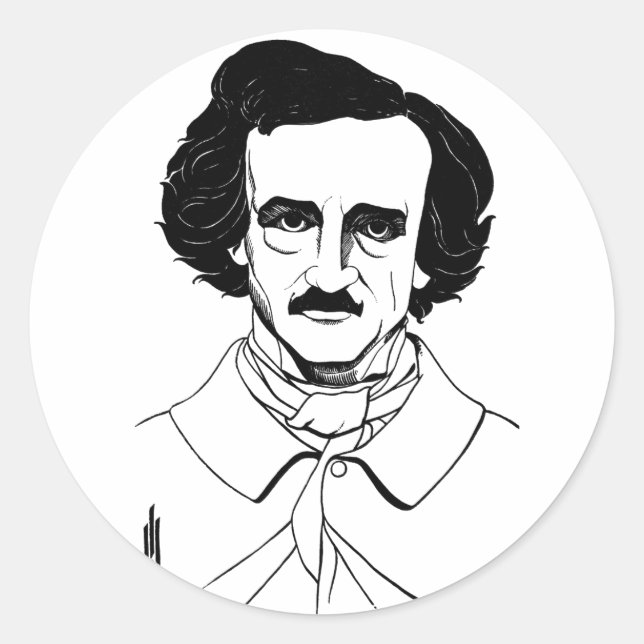 Portrait of Edgar Allan Poe Classic Round Sticker (Front)