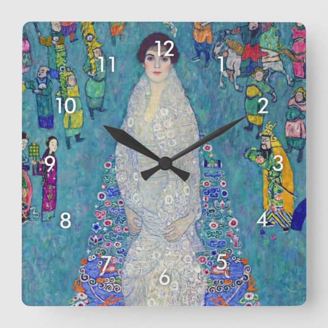 Portrait of Elisabeth Lederer, Gustav Klimt Square Wall Clock (Front)