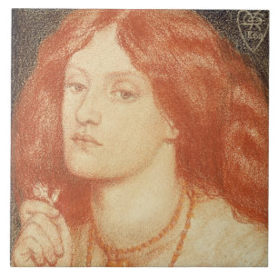 Portrait of Elizabeth Siddal (1834-62), 1860 (red Ceramic Tile