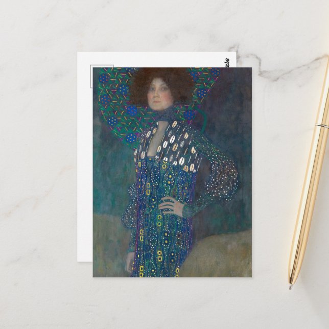 Portrait of Emilie Floege by Gustav Klimt Postcard (Front/Back In Situ)