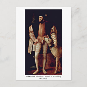 Portrait Of Emperor Charles V With Dog By Titian Postcard
