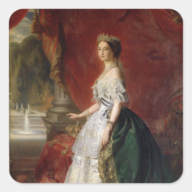Portrait of Empress Eugenie of France Square Sticker (Front)