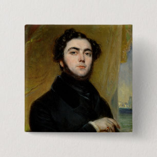 Portrait of Eugene Sue 1837 15 Cm Square Badge