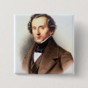 Portrait of Felix Mendelssohn (1809-47) (litho) 15 Cm Square Badge