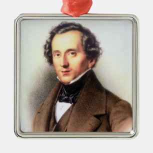 Portrait of Felix Mendelssohn (1809-47) (litho) Metal Tree Decoration