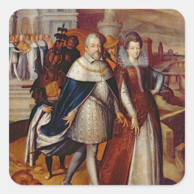 Portrait of Ferdinand I  and his Niece Square Sticker (Front)