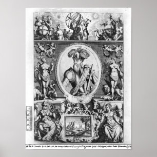 Portrait of Francisco Pizarro  with allegorical Poster