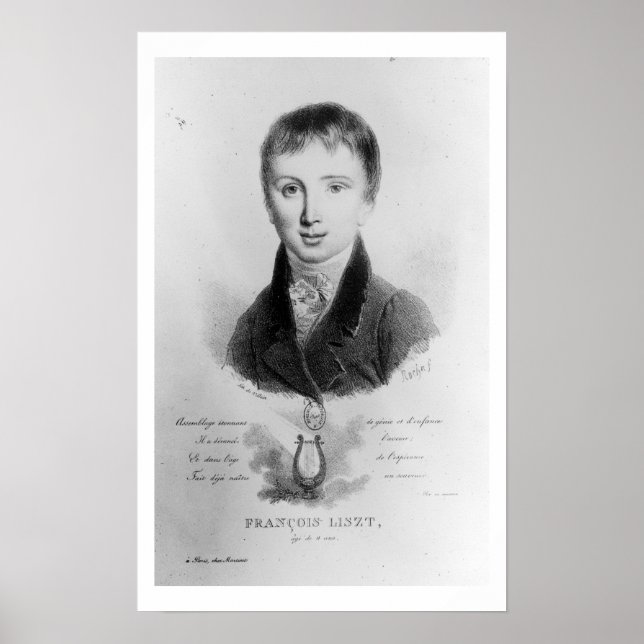Portrait of Franz Liszt (1811-86) aged 11 (engravi Poster (Front)