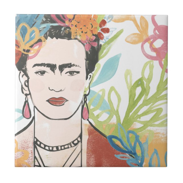Portrait of Frida Kahlo Ceramic Tile (Front)