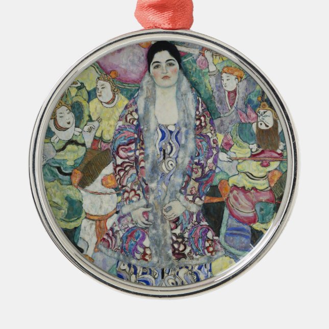 Portrait of Friederike Maria Beer by Gustav Klimt Metal Ornament (Front)