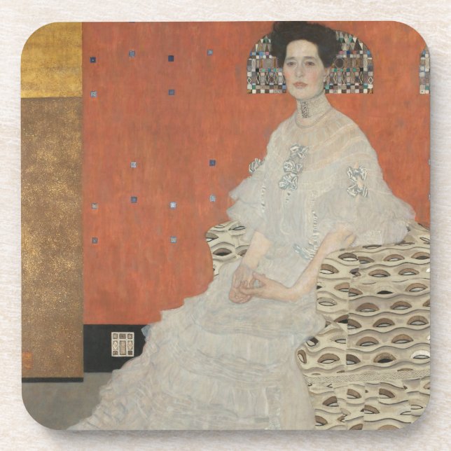 Portrait of Fritza Riedler by Gustav Klimt Coaster (Front)