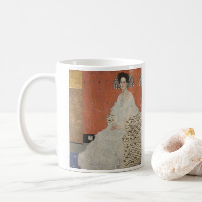 Portrait of Fritza Riedler by Gustav Klimt Coffee Mug (With Donut)