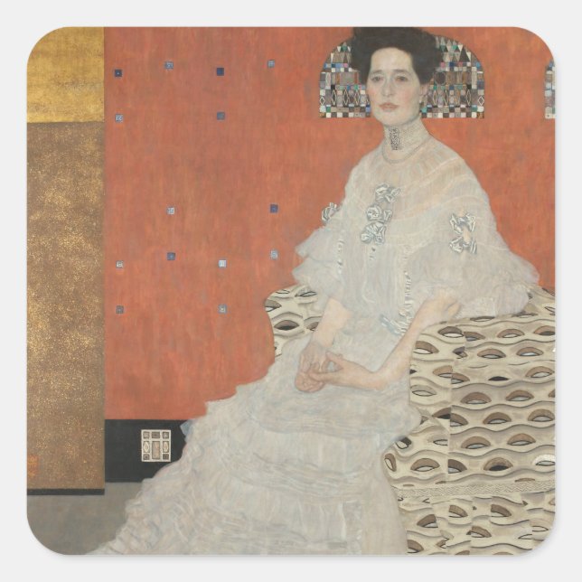 Portrait of Fritza Riedler by Gustav Klimt Square Sticker (Front)