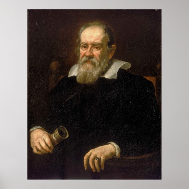 Portrait of Galileo Galilei by Justus Sustermans Poster (Front)