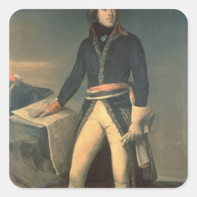 Portrait of General Louis-Lazare Hoche Square Sticker (Front)