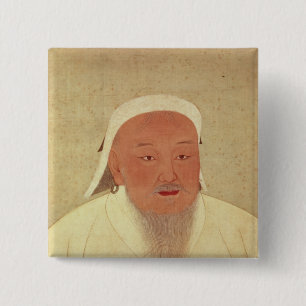 Portrait of Genghis Khan , Mongol Khan 15 Cm Square Badge