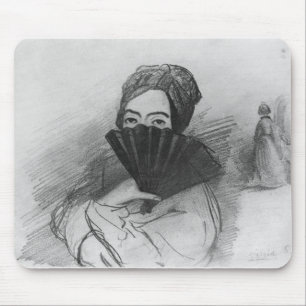 Portrait of George Sand  behind her fan Mouse Pad