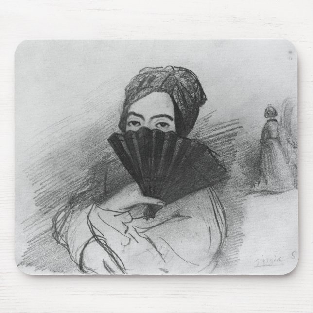 Portrait of George Sand  behind her fan Mouse Pad (Front)