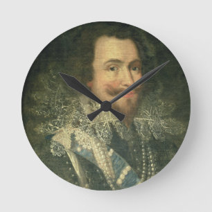 Portrait of George Villiers, 1st Duke of Buckingha Round Clock