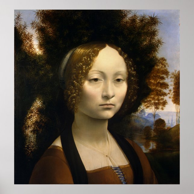 Portrait of Ginevra de Benci by Leonardo da Vinci Poster (Front)